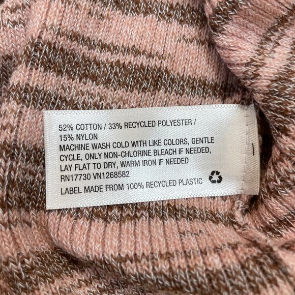 Wild Fable NWOT XXL Pink & Brown Striped Cut Out Long Sleeve Turtleneck Sweater - Picture 3 of 5